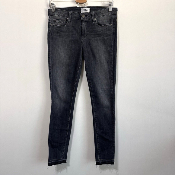 Paige Jeans 29 Verdugo Ankle Skinny Stretch Grey Raw Hem Casual Trendy Pants - Picture 1 of 10
